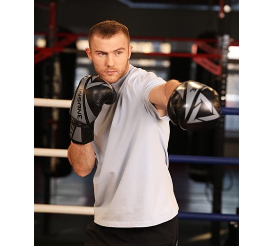 Боксерские перчатк Insane ARES IN22-BG300, кожа, черный, 8 oz УТ-00020340