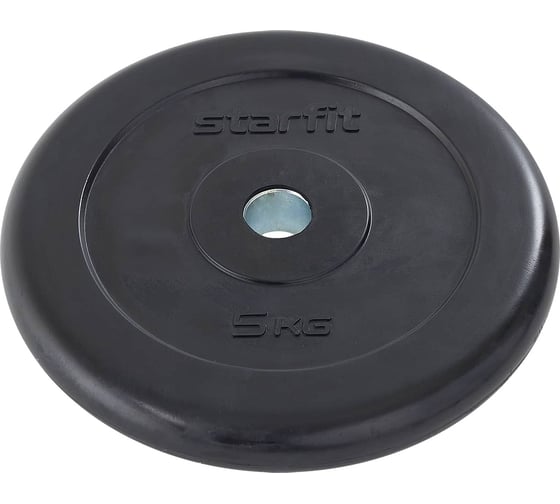 Обрезиненный диск Starfit BB-202 5 кг, d=26 мм, стальная втулка, черный УТ-00018806