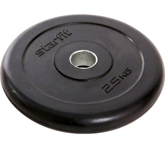Обрезиненный диск Starfit BB-202 2.5 кг, d=26 мм, стальная втулка, черный УТ-00018805 1