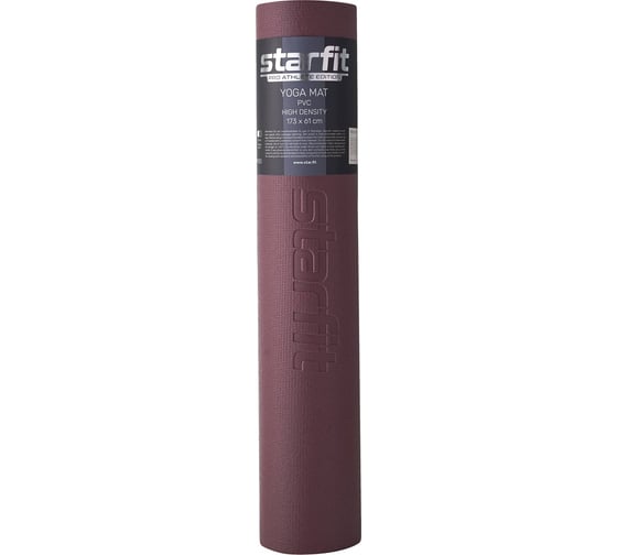 Коврик для йоги и фитнеса высокой плотности Starfit FM-103, PVC HD, 0.6 см, 173x61 см, горячий шоколад УТ-00019273