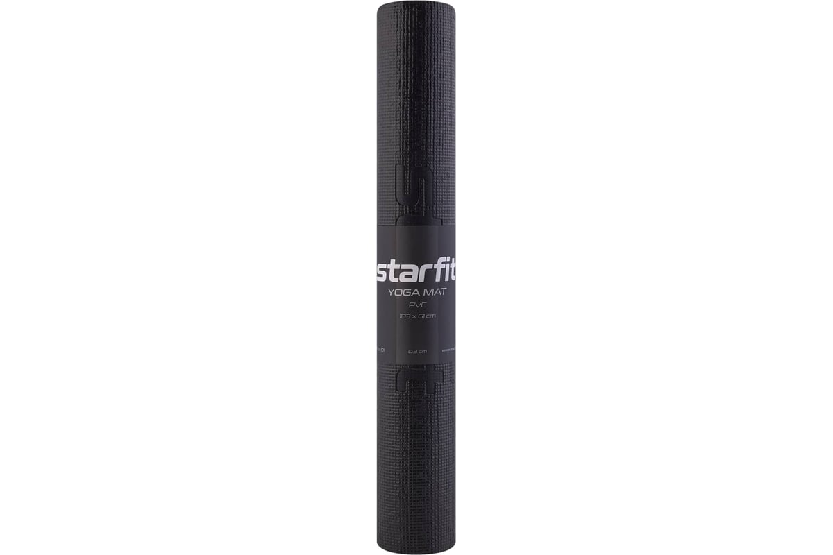 Коврик для йоги и фитнеса Starfit FM-101 PVC, 0.3 см, 183x61 см, черный ...