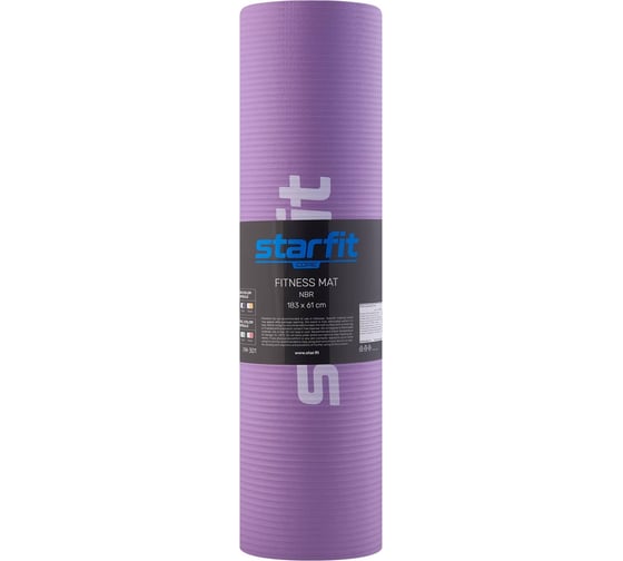 Коврик для йоги и фитнеса Starfit FM-301 NBR, 1.0 см, 183x61 см, фиолетовый пастель УТ-00018919