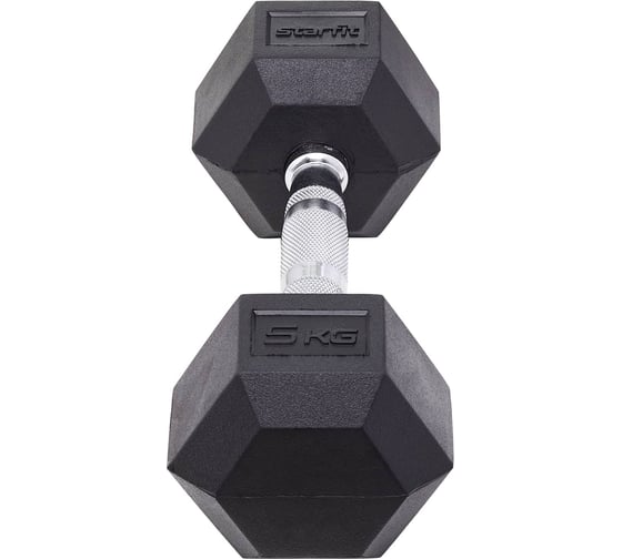 Гексагональная гантель Starfit DB-301 5 кг, обрезиненная, черный УТ-00019786
