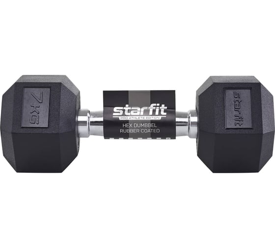 Гексагональная гантель Starfit DB-301 7 кг, обрезиненная, черный УТ-00019788