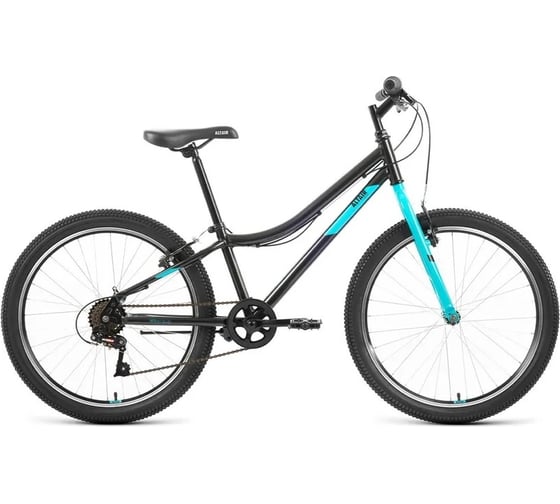 Велосипед ALTAIR 24 MTB HT 1.0 6 скоростей, 2022г, рама 12, черный/голубой IBK22AL24089 ЦБ-00030581 1