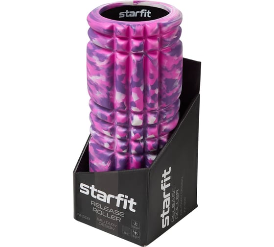 Массажный ролик Starfit FA-508 EVA/PP, низкая жесткость, 33x14 cм, розовый камуфляж/черный ЦБ-00001501
