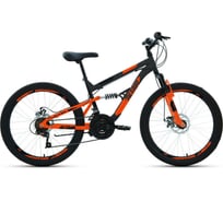 Велосипед ALTAIR MTB FS 24 D, 24 18 скоростей, рост 15, 2022г, темно-серый/оранжевый RBK22AL24054