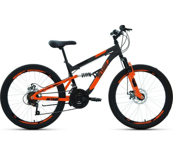 Велосипед ALTAIR MTB FS 24 D, 24 18 скоростей, рост 15, 2022г, темно-серый/оранжевый RBK22AL24054 1