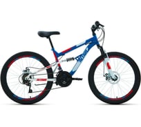 Велосипед ALTAIR MTB FS 24 D, 24 18 скоростей, рост 15, 2022г, синий/красный RBK22AL24053