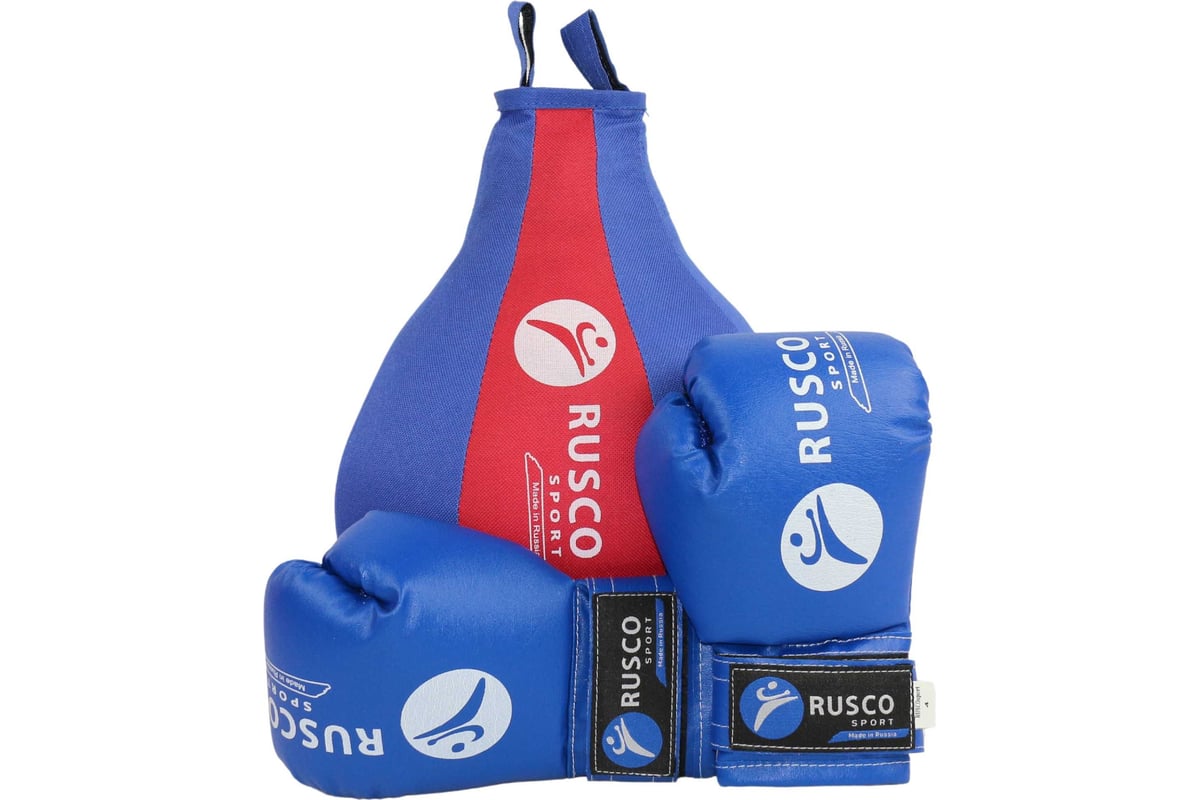 Набор бокс. начинающий Ruscosport rusco sport синий/красн. груша и перчатки  4oz УТ-00003143