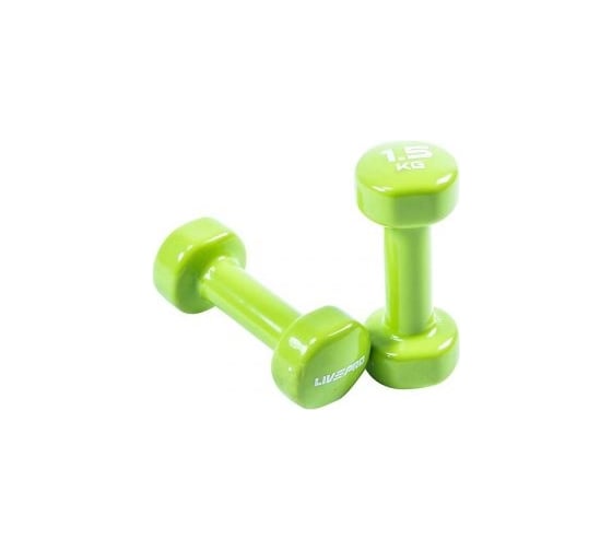 Гантели LIVEPRO для аэробики Colored Studio Dumbbell, 1, 5 кг, зеленый NL LP8076-1.5 GN-00-00