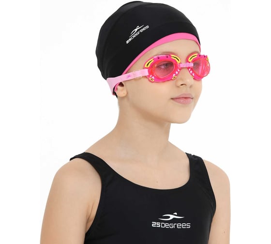 Шапочка для плавания 25DEGREES Duplo Black/Pink 25D21015A, полиамид, для длинных волос УТ-00019648