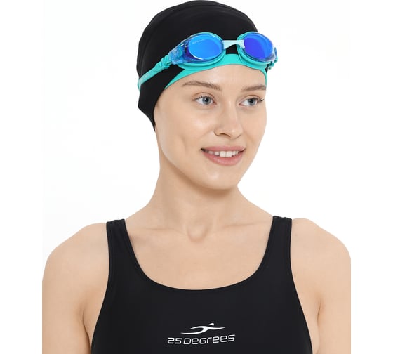 Шапочка для плавания 25DEGREES Duplo Black/Aquamarine 25D21015A, полиамид, для длинных волос УТ-00019649