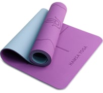 Коврик для йоги и фитнеса Hamsa Yoga нескользящий, спортивный, с покрытием tpe+tc, размер 183x61x0.6 см H0075