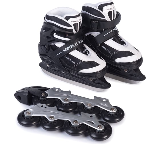 Коньки-ролики 2 в 1 Mobile Kid uni skate black white размер L 4610088641222