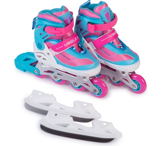 Коньки-ролики 2 в 1 Mobile Kid uni skate cyan pink размер L 4610088641246