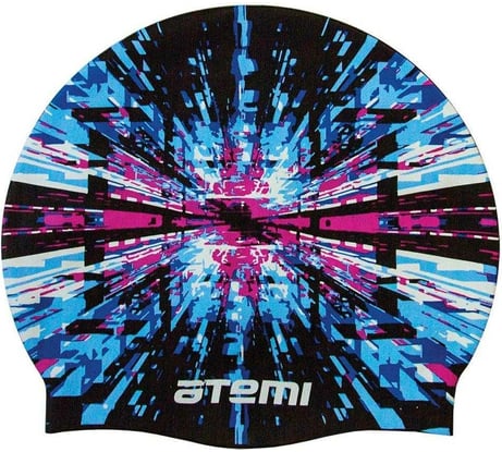 Силиконовая шапочка для плавания ATEMI PSC423 чёрная графика 00-00001524