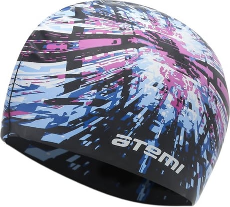 Силиконовая шапочка для плавания ATEMI PSC304 чёрная, принт, детская 00-00001521