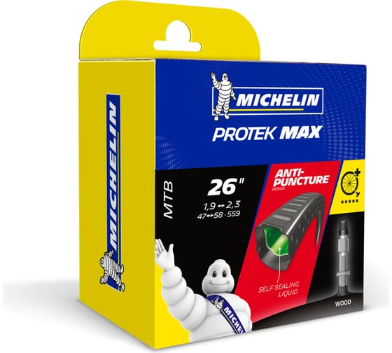 Камера Michelin C4 PROTEKMAX 47/58x559, 26x1.85-2.3 WO 40mm, вентиль WOOD 123884 HQ-0003614