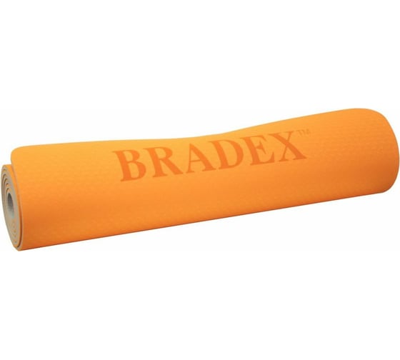 Двухслойный коврик для йоги BRADEX 183x61x0.6 см, TPE, оранжевый SF 0403