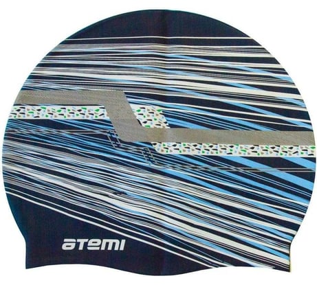 Силиконовая шапочка для плавания ATEMI PSC424 синяя, графика 00-00001525