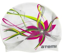 Шапочка для плавания ATEMI силикон, белая, цветок PSC414 00000136600