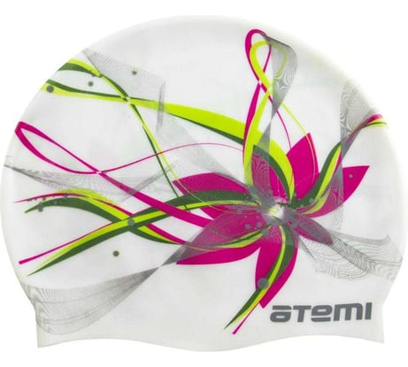 Шапочка для плавания ATEMI силикон, белая, цветок PSC414 00000136600