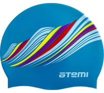 Шапочка для плавания ATEMI силикон, голубая узор PSC417 00000136607