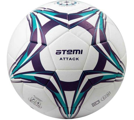 Футбольный мяч ATEMI ATTACK бел/син/гол., р.5, Thermo mould б/швов 00000136423