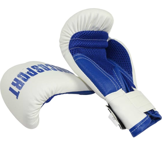 Боксерские перчатки Ruscosport rusco sport бело-синие, кож.зам 4680062713399