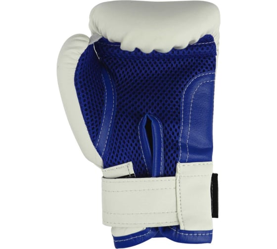 Боксерские перчатки Ruscosport rusco sport бело-синие, кож.зам 4680062713399