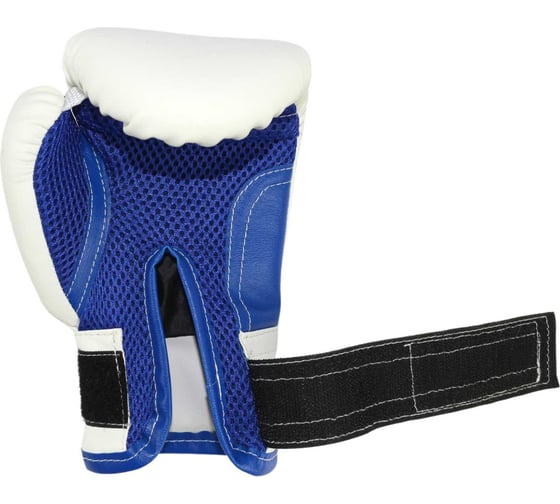 Боксерские перчатки Ruscosport rusco sport бело-синие, кож.зам 4680062713399