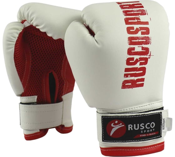 Боксерские перчатки Ruscosport rusco sport бело-красные, кож.зам 4680062713405 1