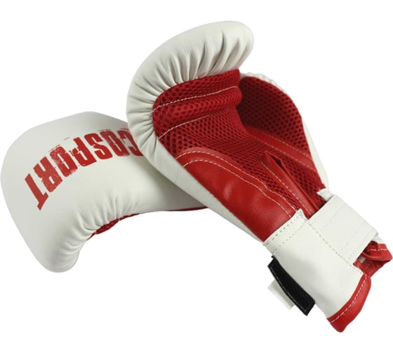 Боксерские перчатки Ruscosport rusco sport бело-красные, кож.зам 4680062713382