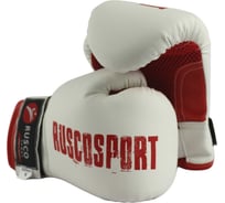 Боксерские перчатки Ruscosport rusco sport бело-красные, кож.зам 4680062713443