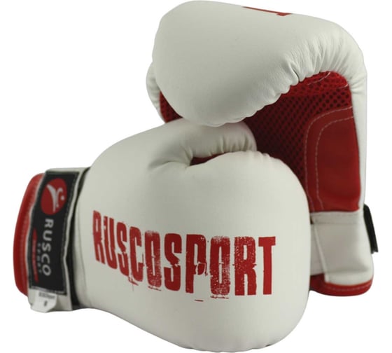 Боксерские перчатки Ruscosport rusco sport бело-красные, кож.зам 4680062713443 1