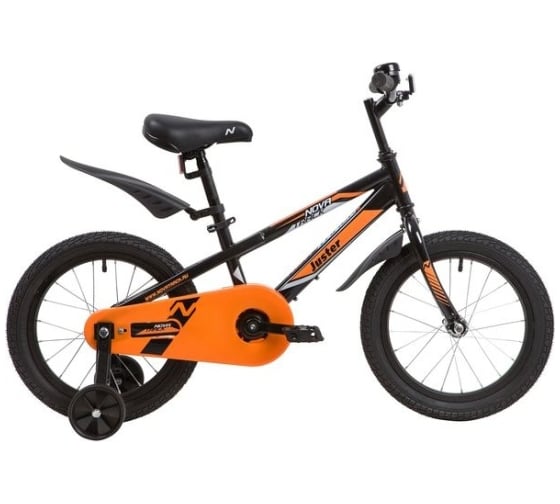 Велосипед NOVATRACK JUSTER 16", черный, тормоз нож, пласт крылья, полная защита цепи 165JUSTER.BK20