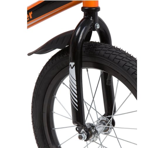 Велосипед NOVATRACK JUSTER 16", оранжевый, тормоз нож, пласт крылья, полная защита цепи 165JUSTER.OR20