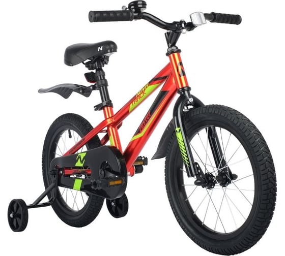 Велосипед NOVATRACK JUSTER 16", красный, сталь, тормоз нож, пласт крылья, полная защитацепи 165JUSTER.RD23