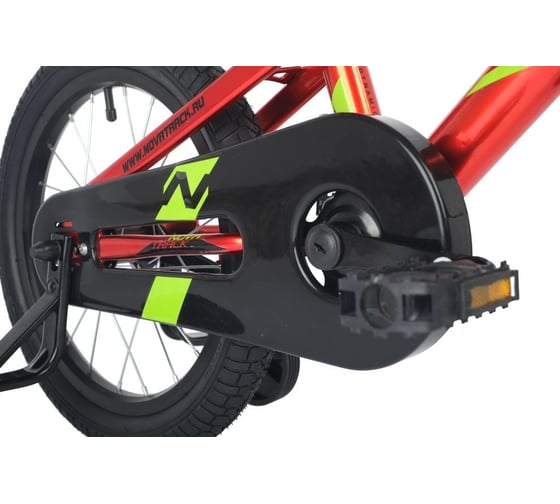 Велосипед NOVATRACK JUSTER 16", красный, сталь, тормоз нож, пласт крылья, полная защитацепи 165JUSTER.RD23