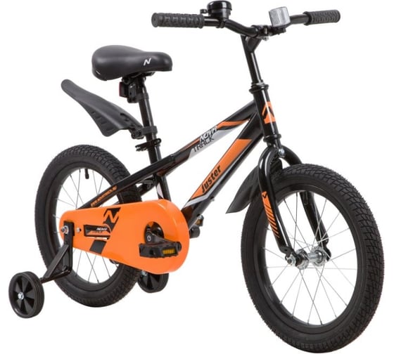 Велосипед NOVATRACK JUSTER 16", черный, тормоз нож, пласт крылья, полная защита цепи 165JUSTER.BK23