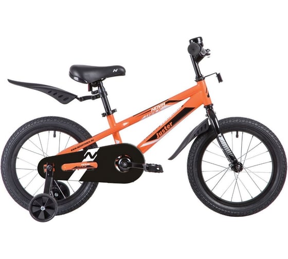 Велосипед NOVATRACK JUSTER 16", оранжевый, тормоз нож, пласт крылья, полная защита цепи 165JUSTER.OR23 1
