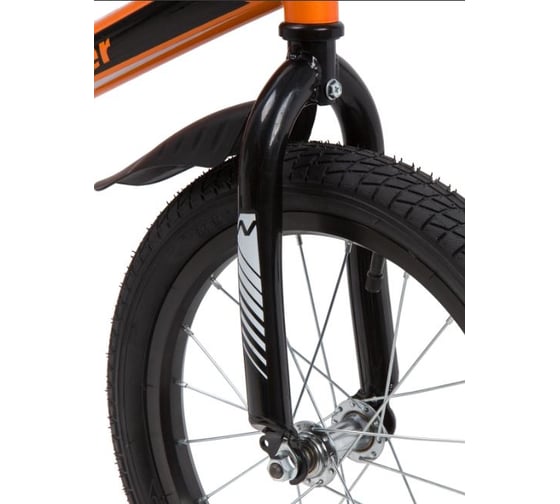 Велосипед NOVATRACK JUSTER 16", оранжевый, тормоз нож, пласт крылья, полная защита цепи 165JUSTER.OR23