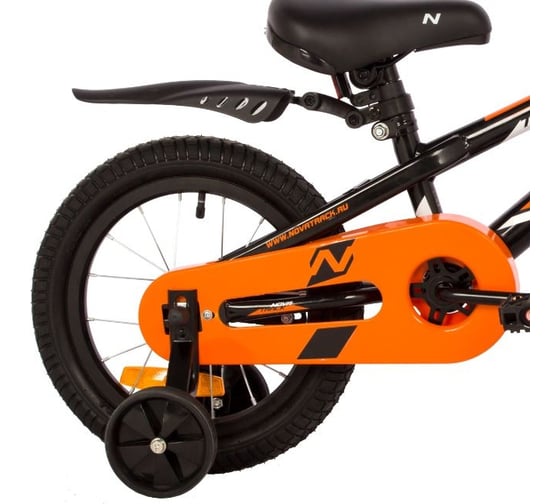 Велосипед NOVATRACK JUSTER 14", черный, тормоз ножной, полная защита цепи, черные крылья 145JUSTER.BK23