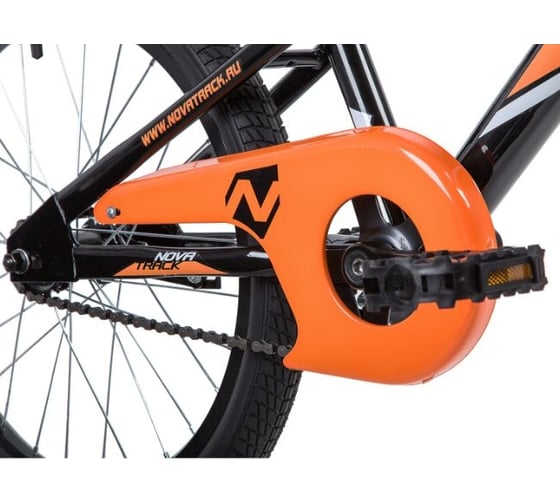 Велосипед NOVATRACK JUSTER 20", черный, тормоз ножной, защита А-тип, пластиковые крылья 205JUSTER.BK23