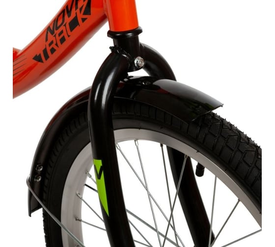 Велосипед NOVATRACK VECTOR 20", оранж, защ А-тип, тормоз ножной, крылья и багаж, черный, без доп колес 203VECTOR.OR22-