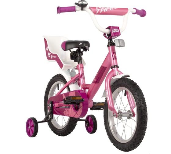 Детский велосипед NOVATRACK MAPLE диаметр колес 14", розовый, полная защита цепи 144MAPLE.PN22