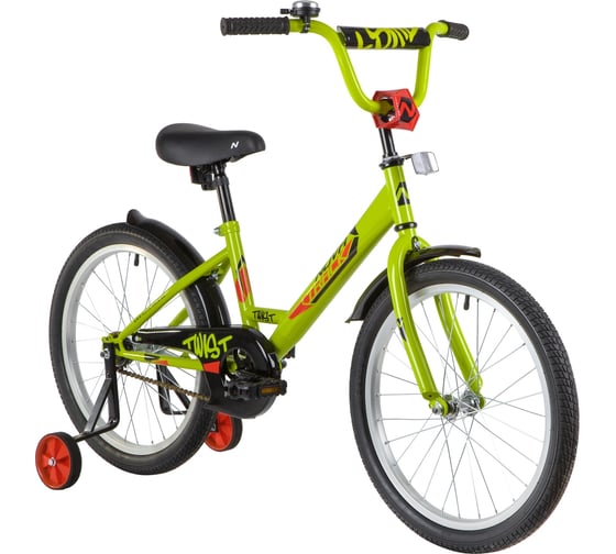 Велосипед NOVATRACK TWIST диаметр колес 20", зеленый, тормоз ножной, крылья короткие, защита А-тип 201TWIST.GN20