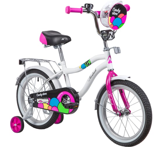 Велосипед NOVATRACK CANDY диаметр колес 16", белый, полная защита цепи 165CANDY.WT23
