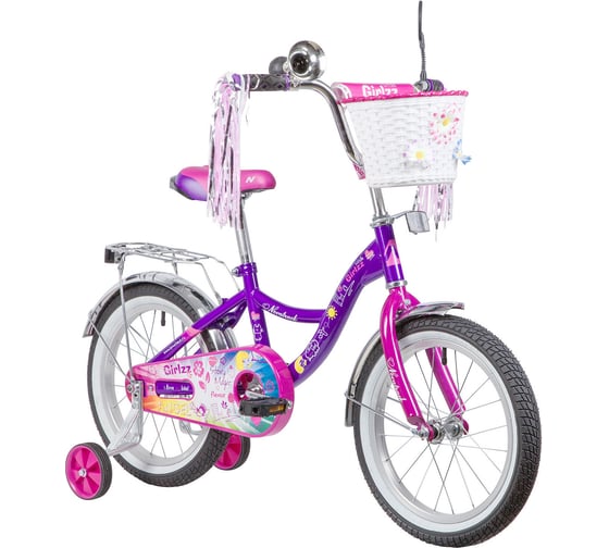 Велосипед NOVATRACK LITTLE GIRLZZ, фиолетовый, диаметр колес 16" 167GIRLZZ.VL23